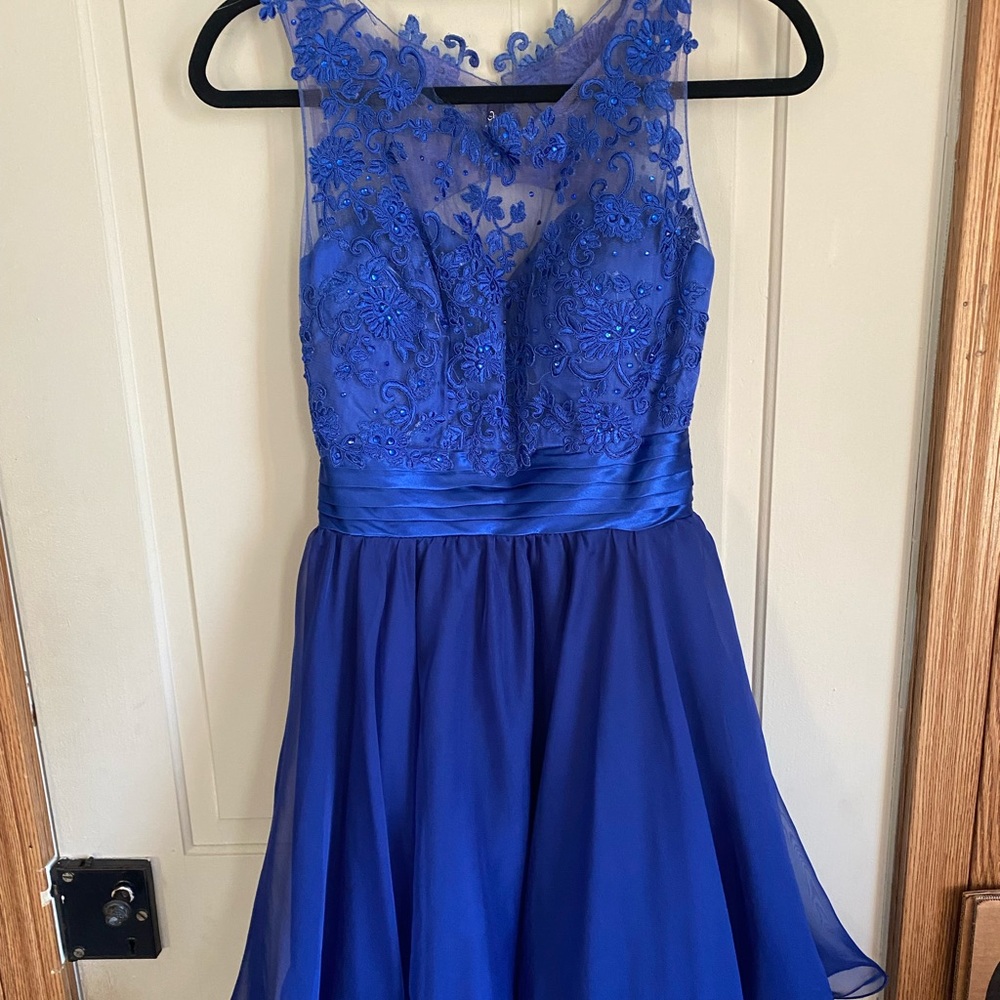 Royal Blue Homecoming Dress with Keyhole Back | Size Small